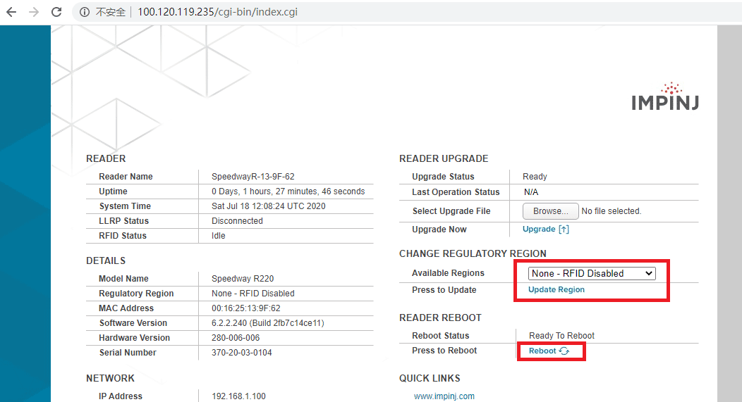 impinj設(shè)置使用區(qū)域